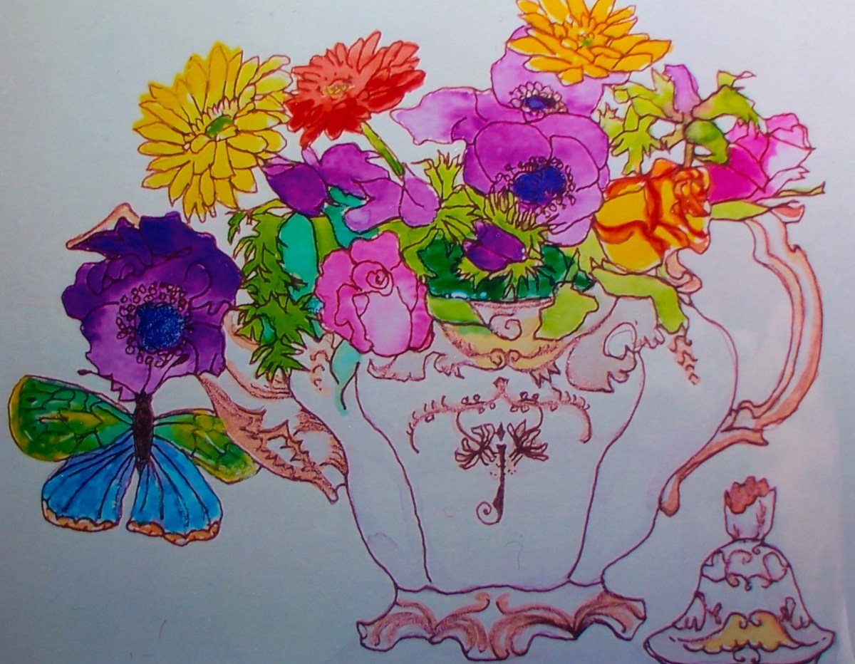Teapot and flowers.