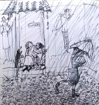 Sudden downpour on way to work.